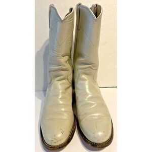 VTG Justin Boots‎ Roper Cowboy Taupe Leather Rodeo Western Women's 5 1/2 USA